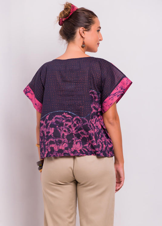 Boatneck Batik Potrait Top