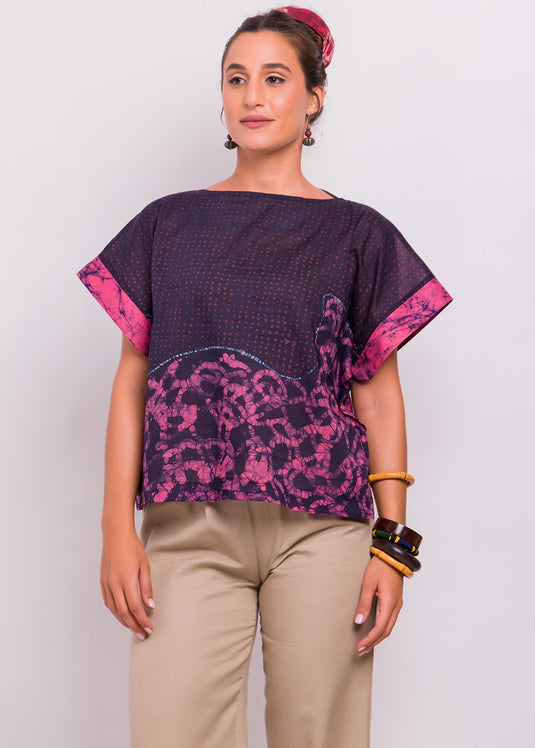 Boatneck Batik Potrait Top