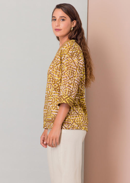 Batik V-neck top