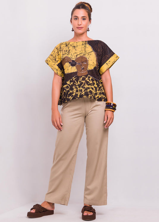 Boatneck Batik Potrait Top