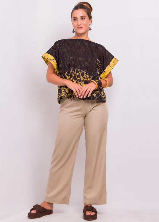 Boatneck Batik Potrait Top