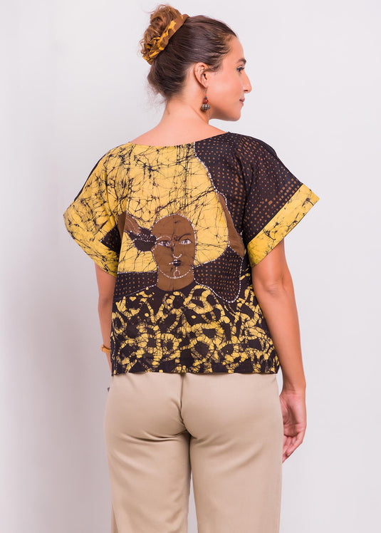 Boatneck Batik Potrait Top