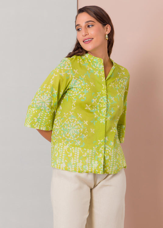 Batik floral printed top