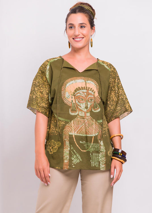 Potrait Batik Caftan Top