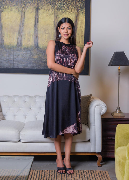 Botanical printed sleeveless dress