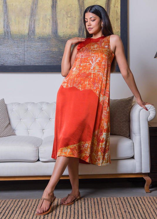 Botanical printed sleeveless dress