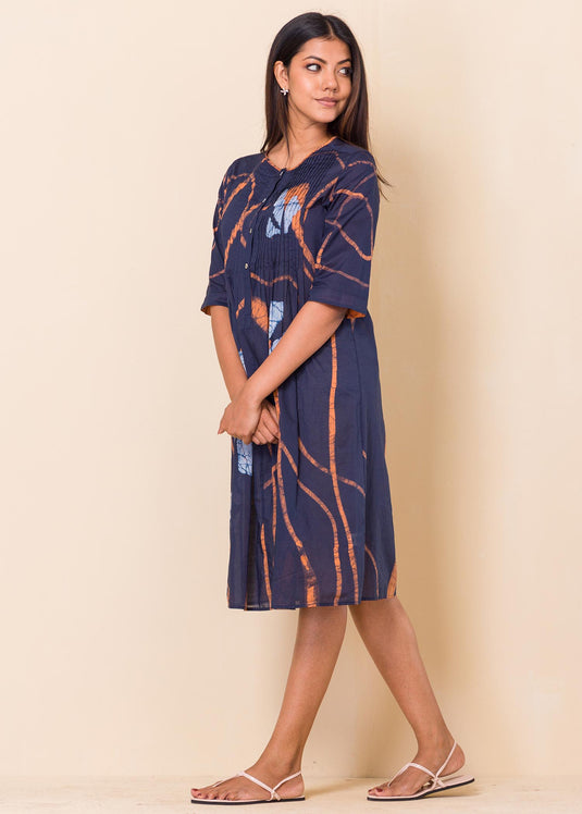 Batik Floral Pintucked Dress