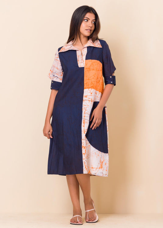 Batik Geomatrical Shapes Printed Shirt Dress