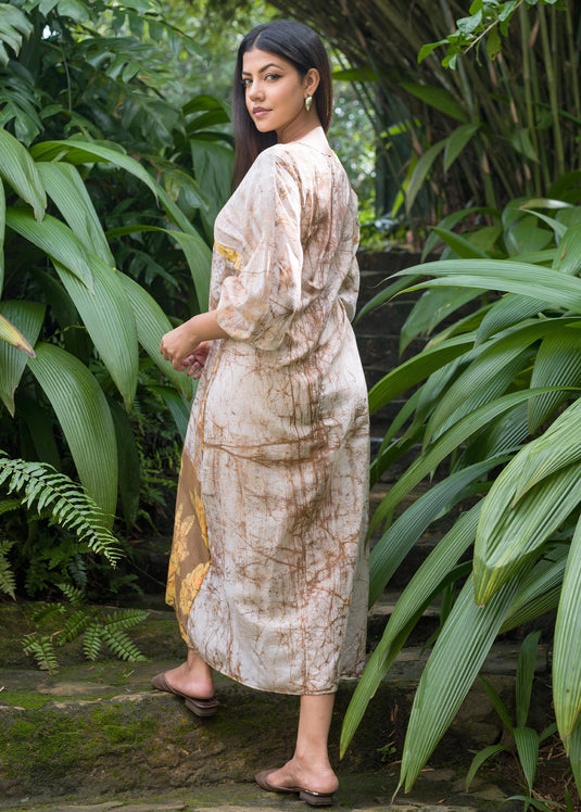 Batik floral puff sleeved maxi dress