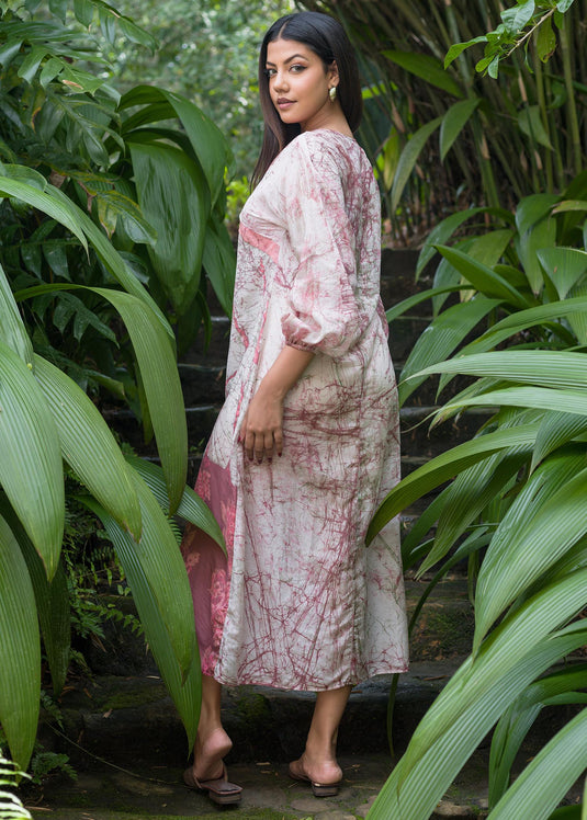 Batik floral puff sleeved maxi dress