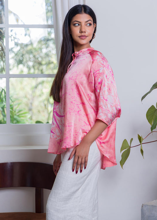 Silk batik flowery top