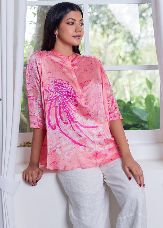 Silk batik flowery top