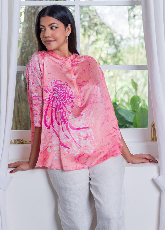 Silk batik flowery top