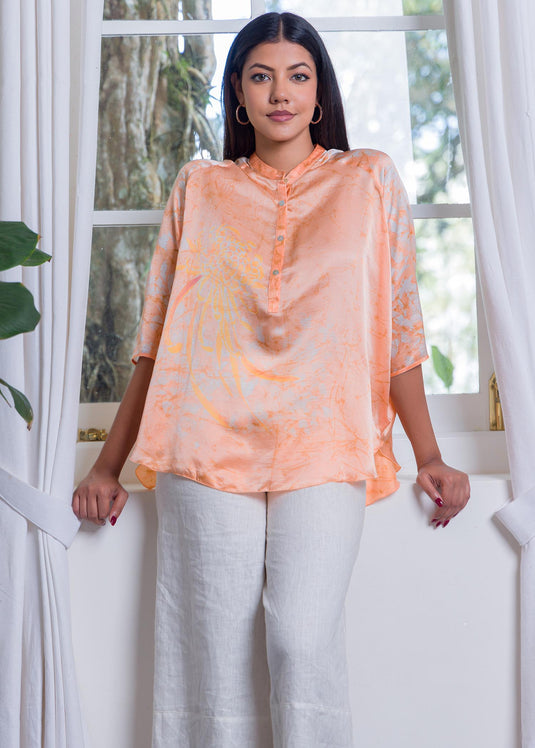 silk batik flowery top