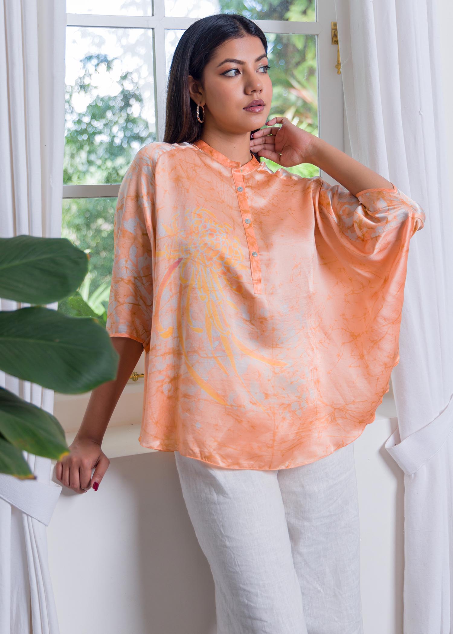 silk batik flowery top