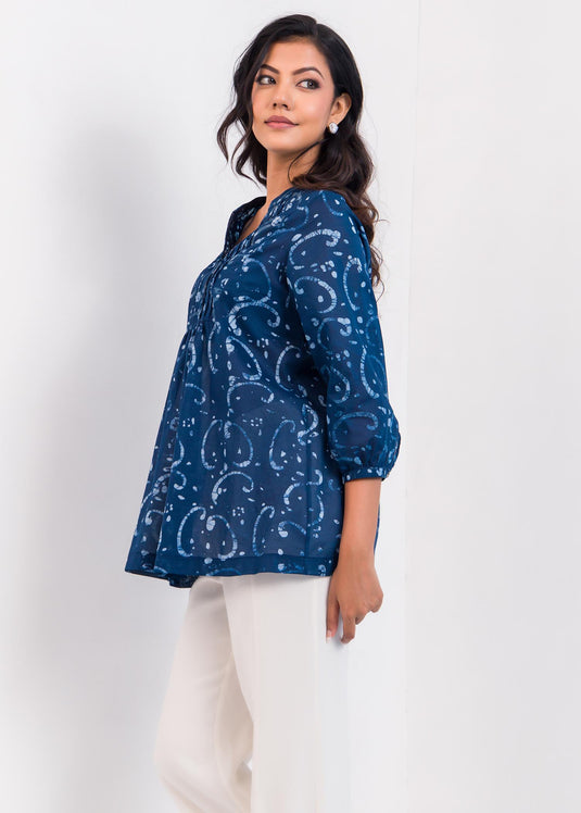 Batik Pin Tucked Top