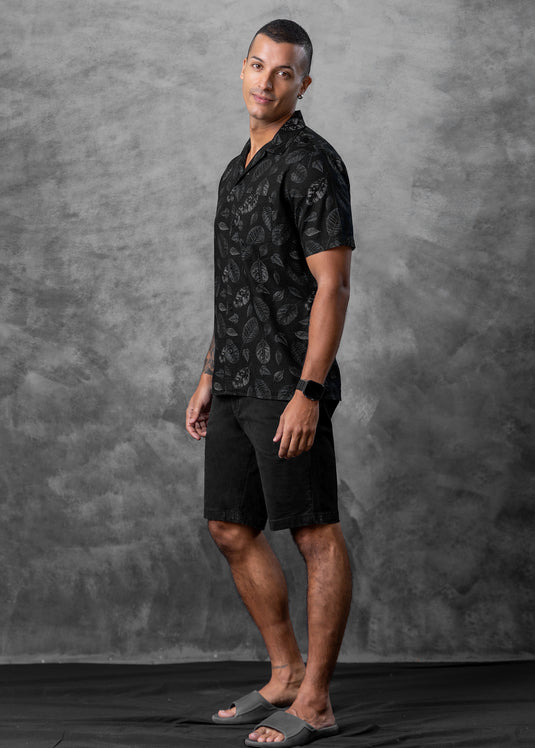 Printed Cuban  Collar S/S Shirt