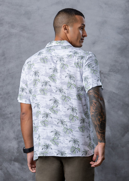 Printed Cuban Collar S/S Shirt