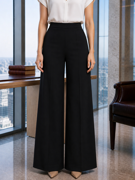 Wide leg pant with pin tucks