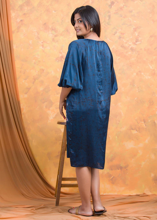 Batik floral puff sleeved dress