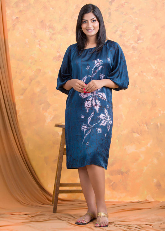 Batik floral puff sleeved dress