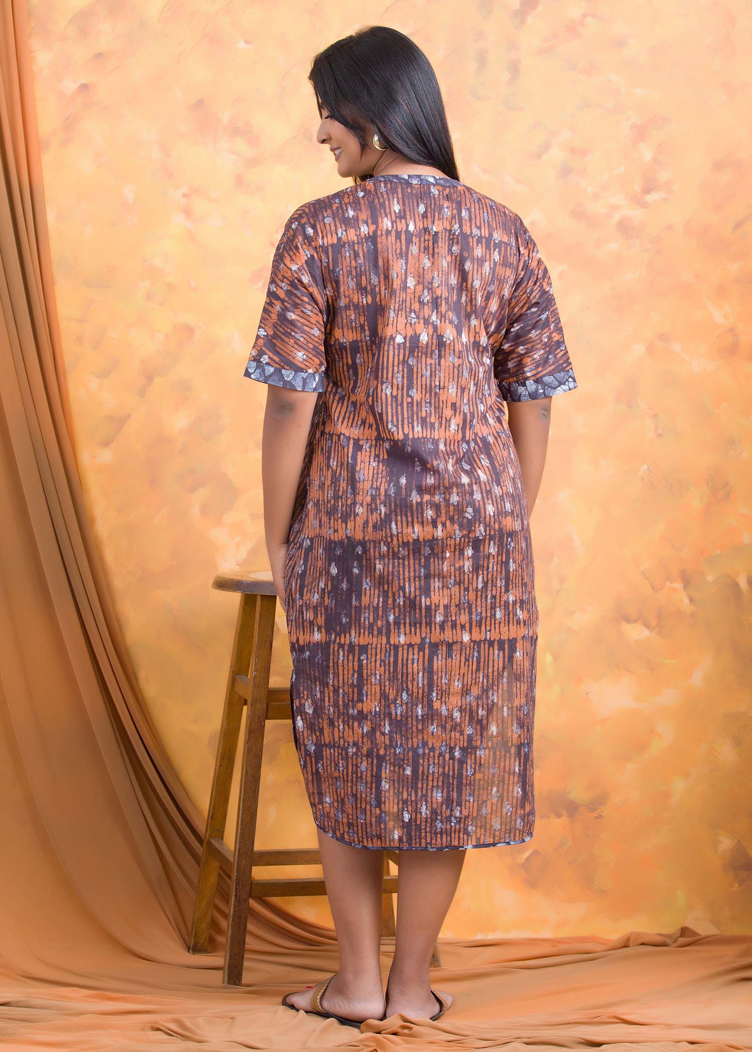 Batik dubble block side slit dress