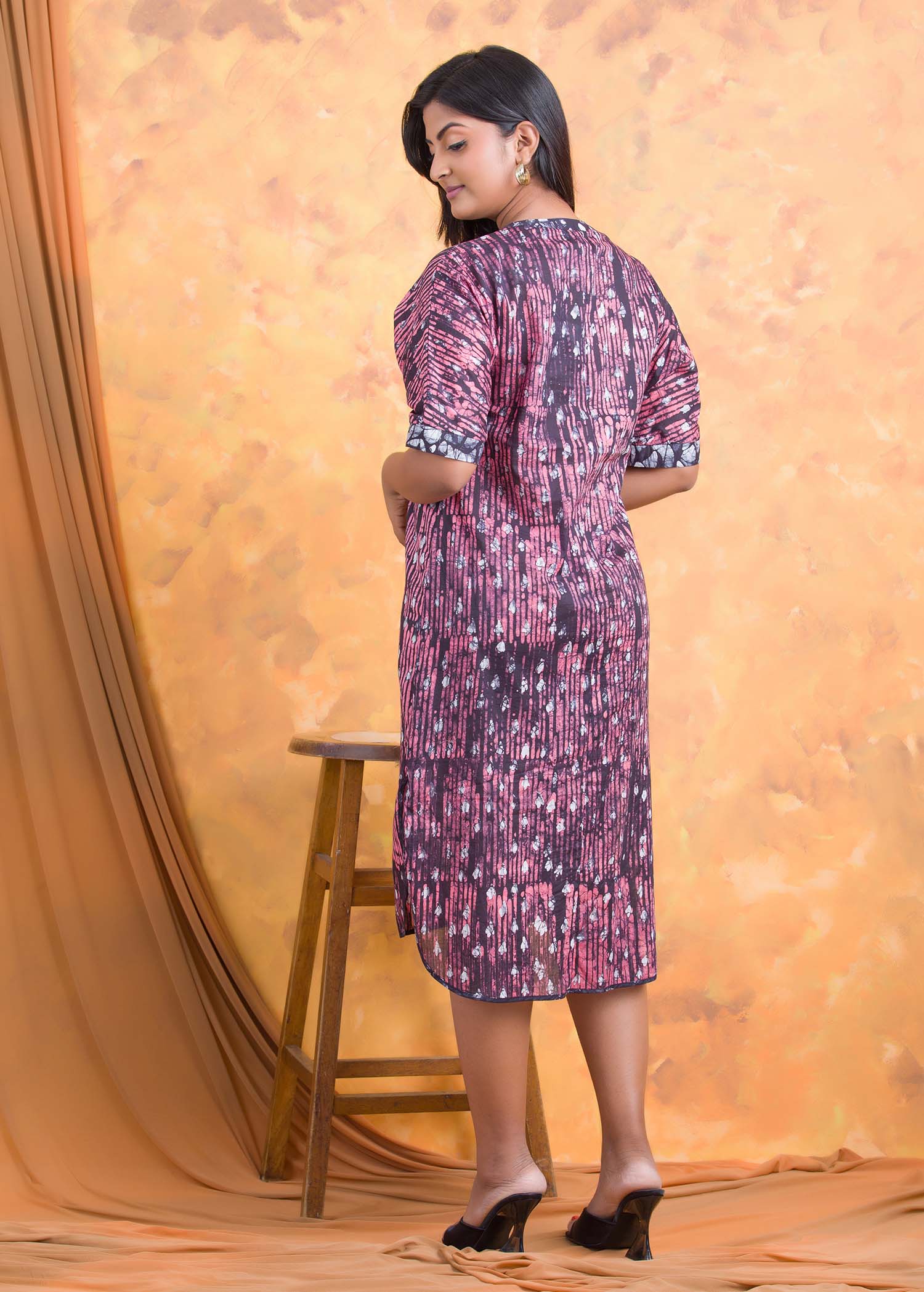 Batik dubble block side slit dress