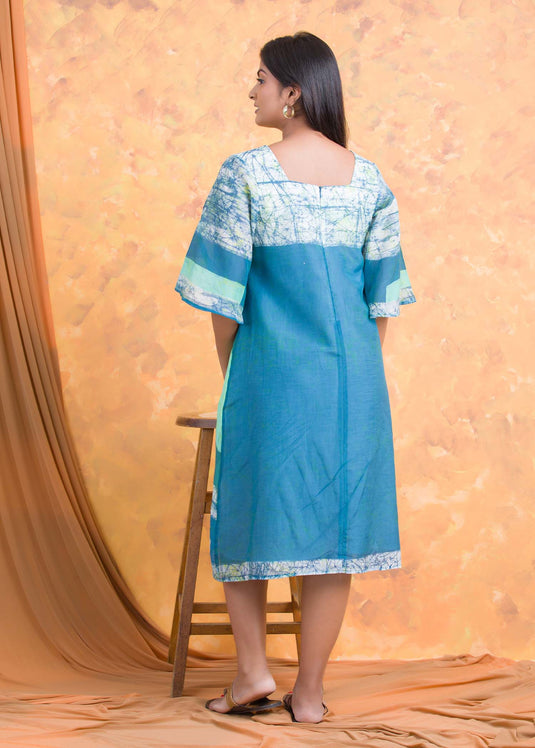 Batik geometrical shpe detailed A-line dress