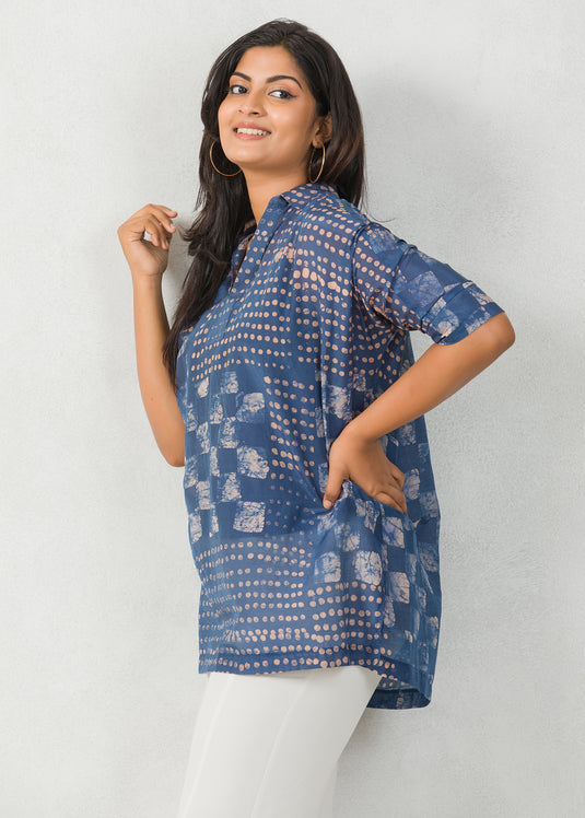 Geomatric shapes detailrd Batik kaftan top