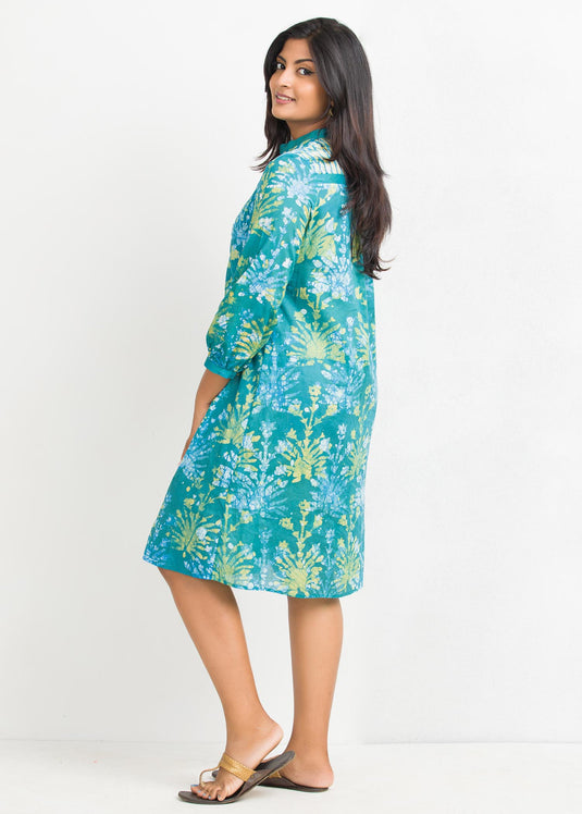 Batik Floral Detailed Knee Length Frock