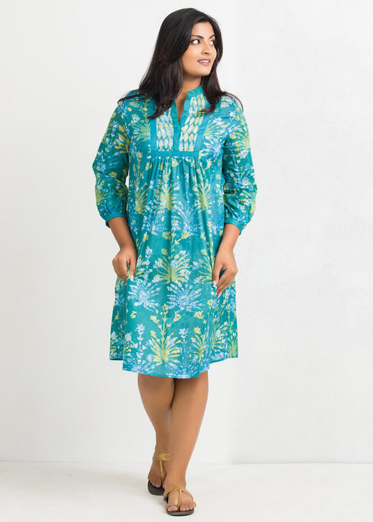 Batik Floral Detailed Knee Length Frock