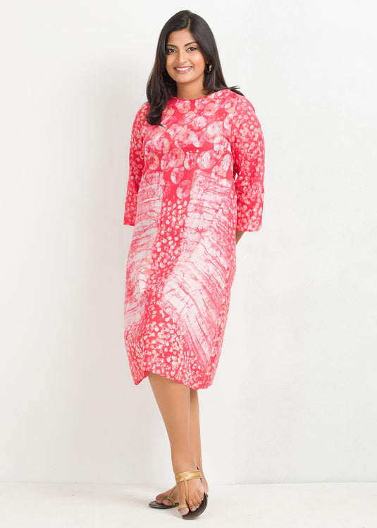 Brush Detailed Batik Dress