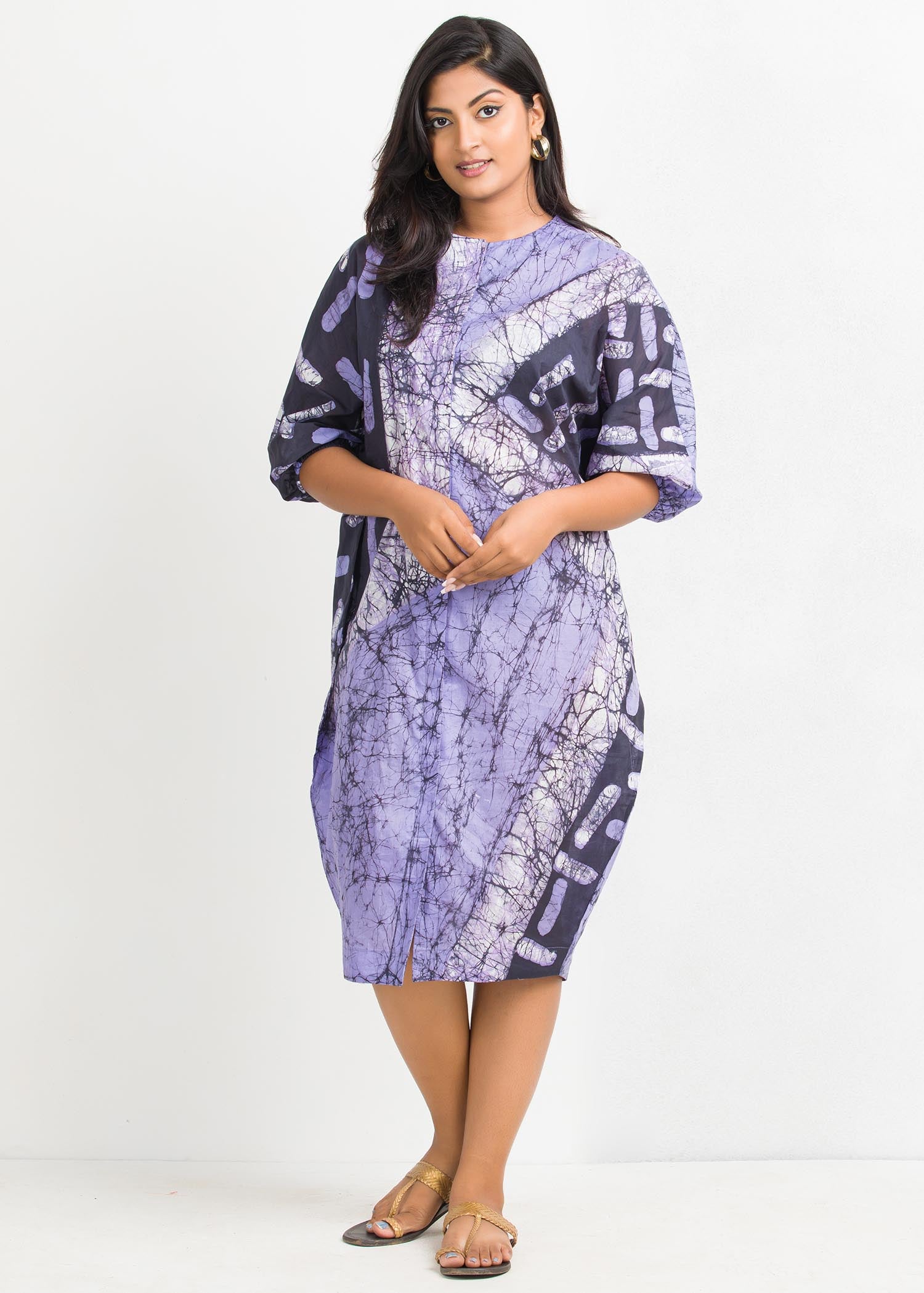 Batik Kaftan Puff Sleeved Dress