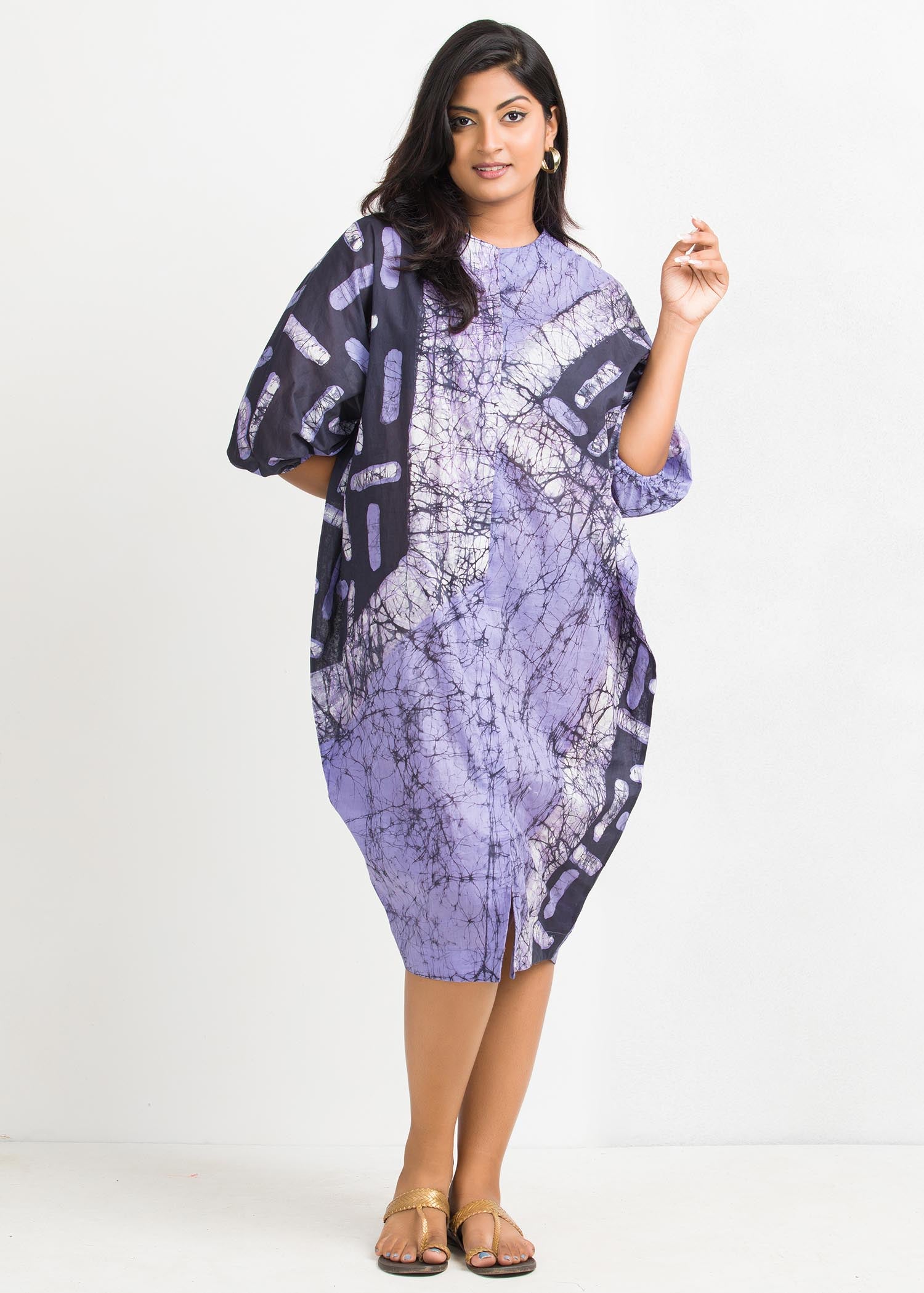 Batik Kaftan Puff Sleeved Dress