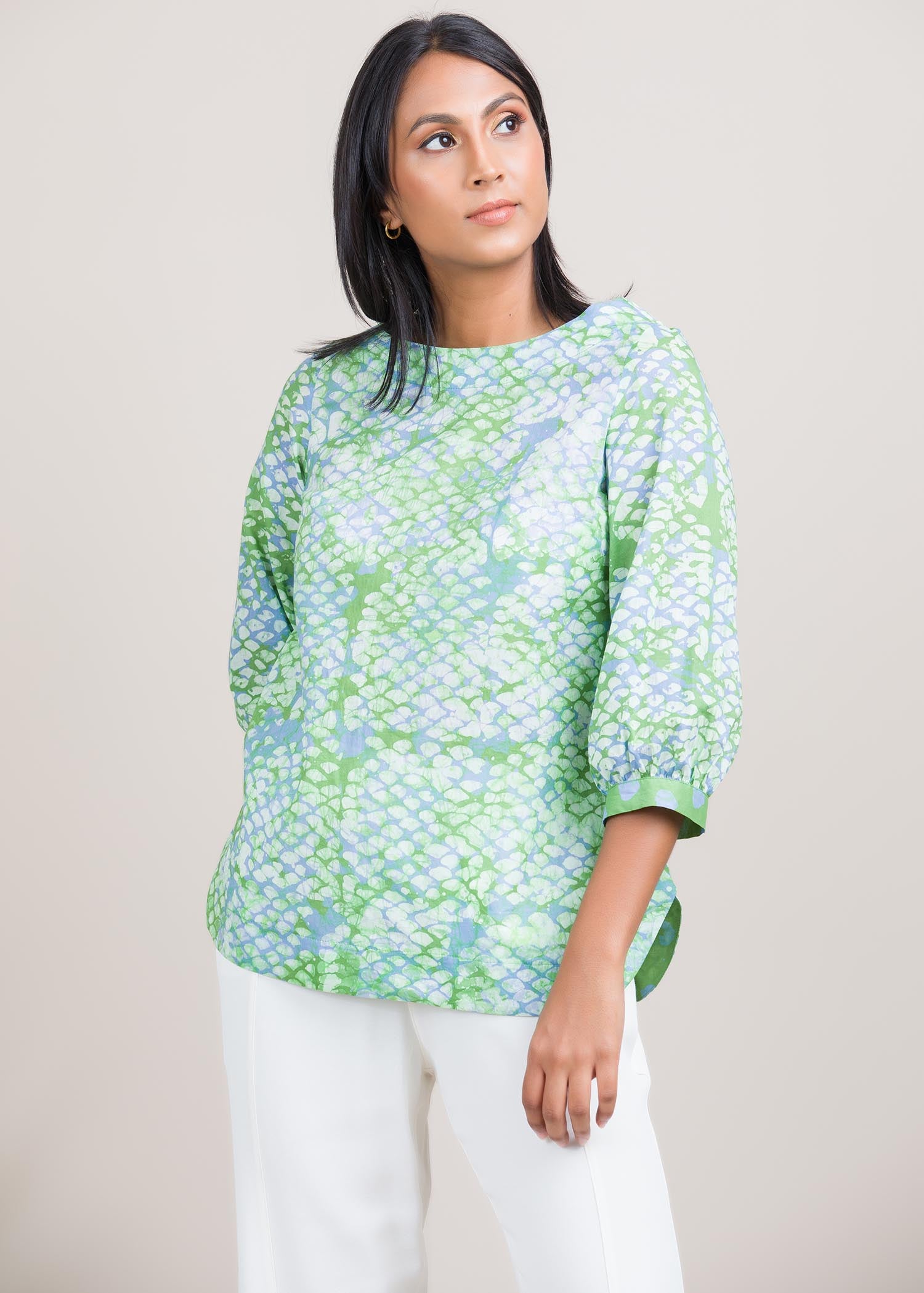 spots batik printed blouse