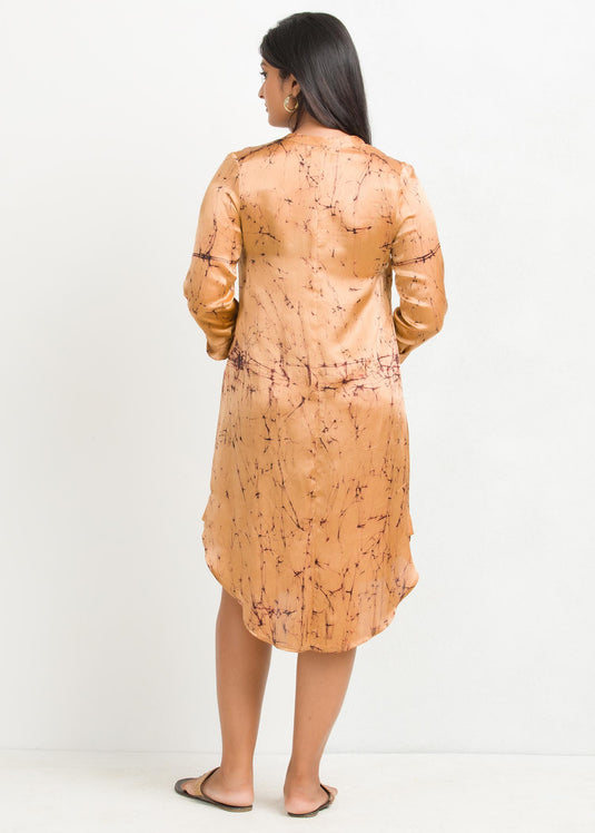 Batik floral and crack designed knee length dress