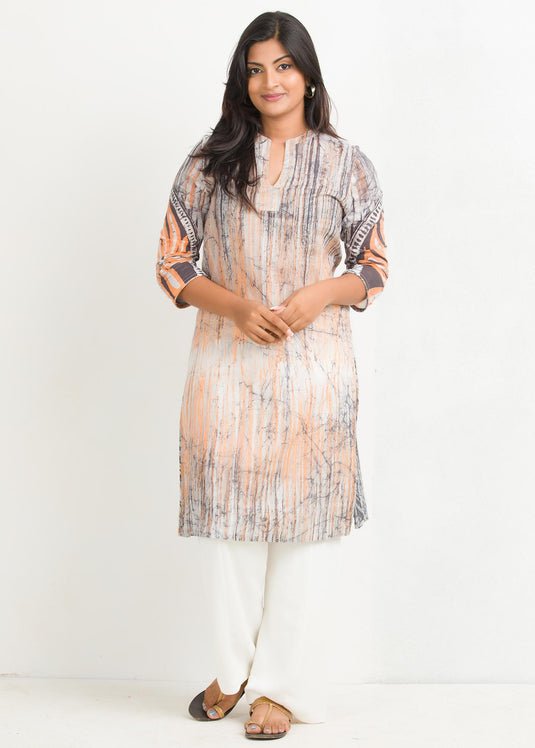 Batik brush marked flral designed kurtha top