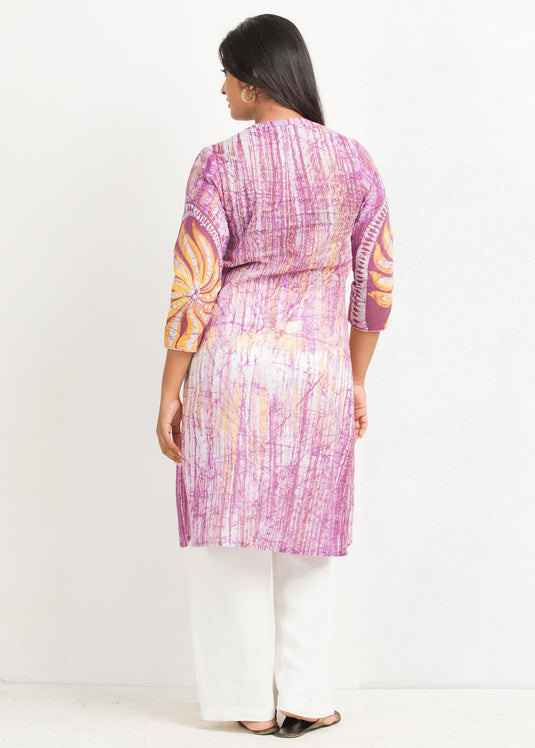 Batik brush marked flral designed kurtha top