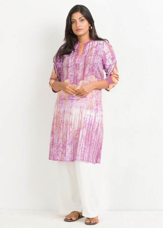 Batik brush marked flral designed kurtha top