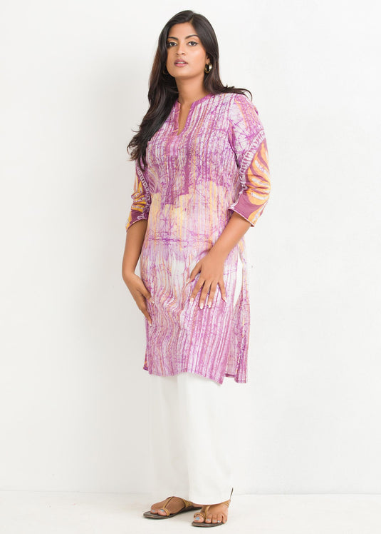 Batik brush marked flral designed kurtha top