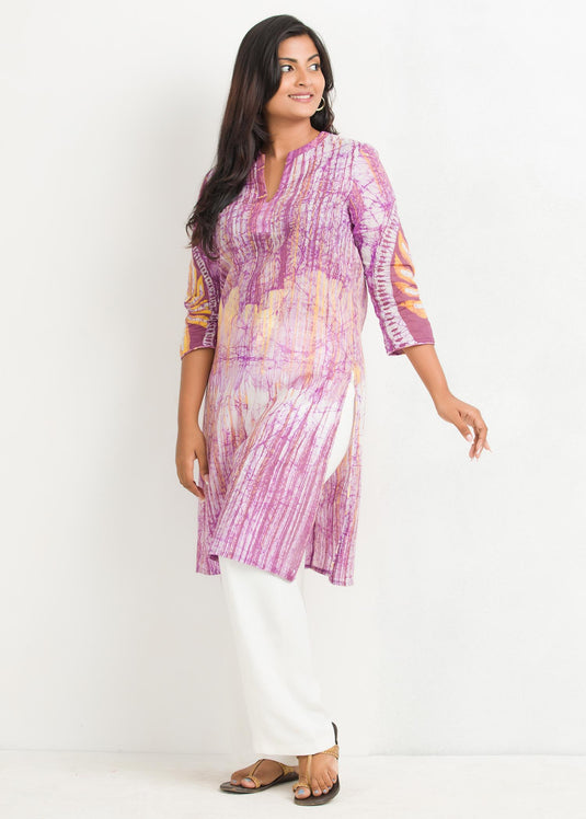 Batik brush marked flral designed kurtha top