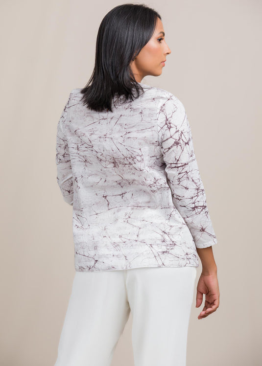batik cotton top detailed with a silk cotton carf