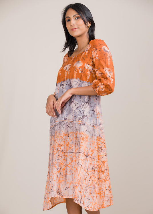 puff sleeved batik dress