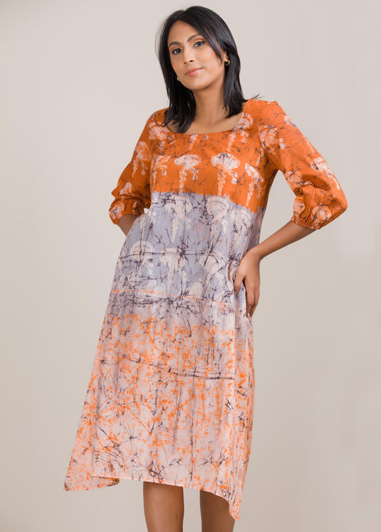 puff sleeved batik dress