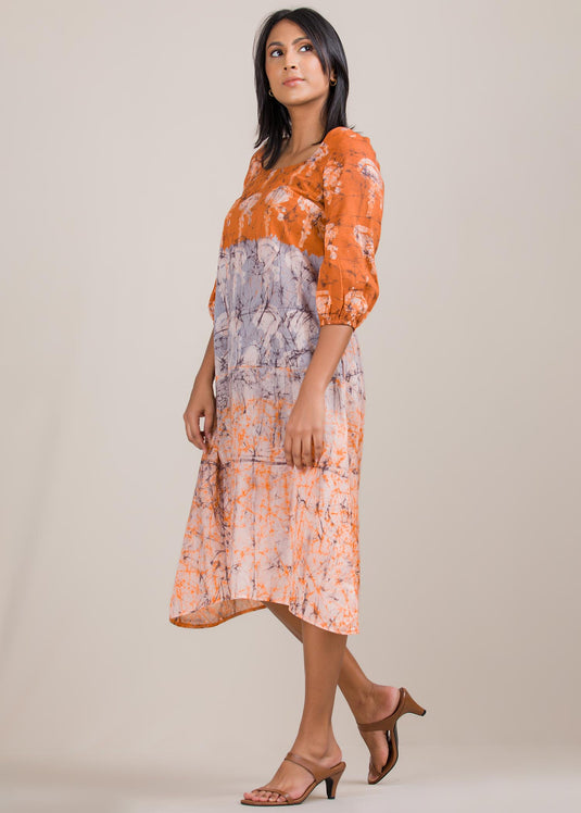 puff sleeved batik dress