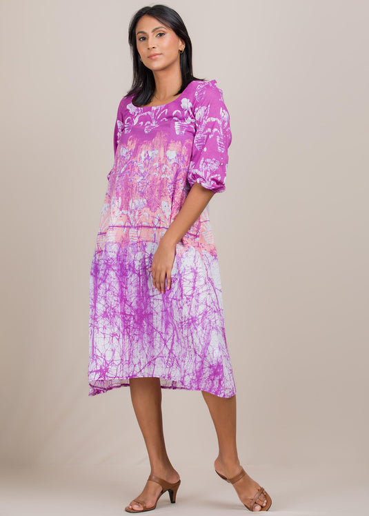 puff sleeved batik dress