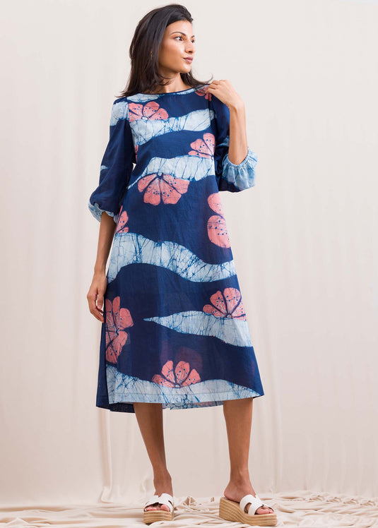 puff sleeved floral dress