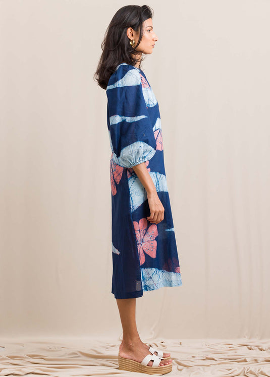 puff sleeved floral dress