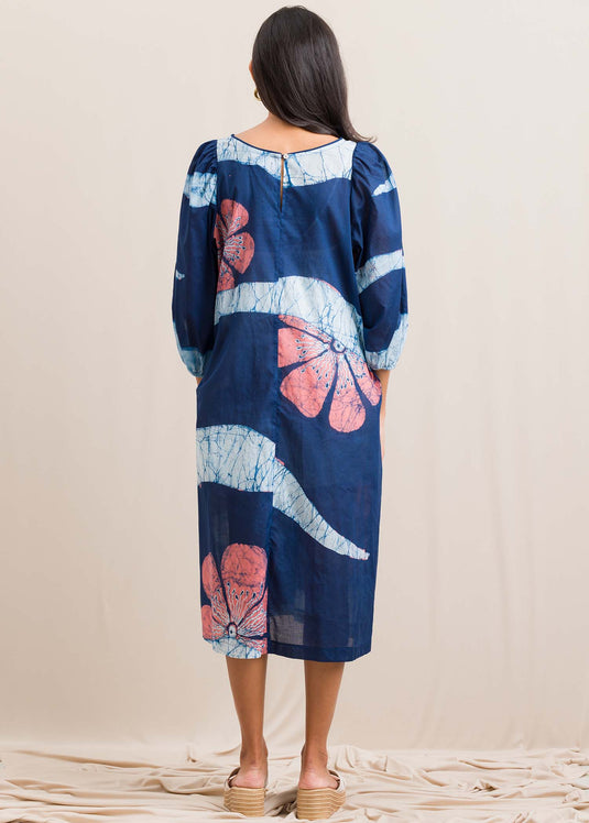 puff sleeved floral dress