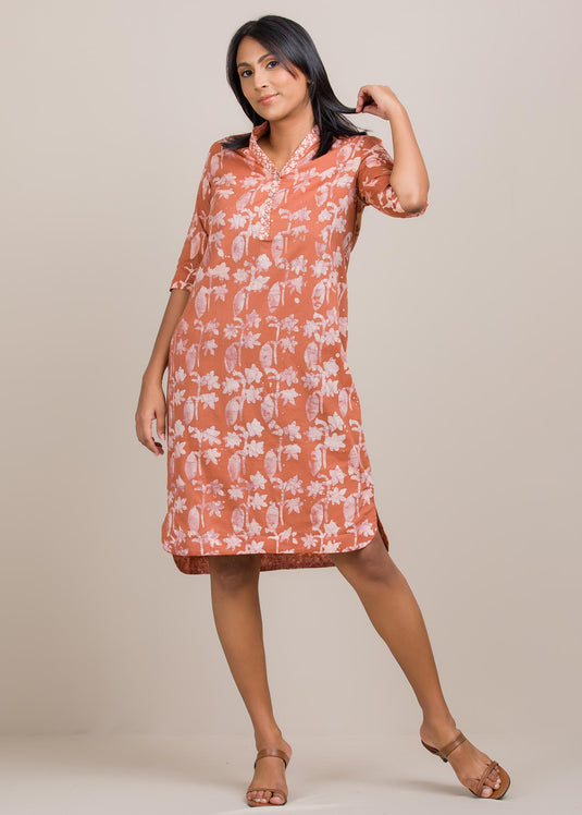 batik knee length shirt dress